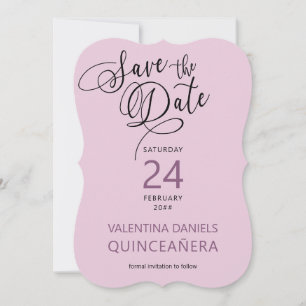 Elegante Paarse kalligrafie en foto Save The Date