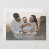 Elegante Paarse kalligrafie Foto Kerst Kaart (Voorkant)