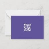 Elegante Paarse Kalligrafie QR Code Bewaar de datu Notitiekaartje (Achterkant)