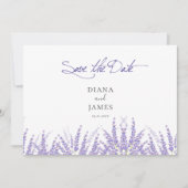 Elegante Paarse Kalligrafie QR Code Fotobruiloft Save The Date (Voorkant)