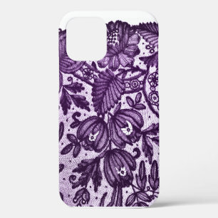 Elegante paarse kant braambol bold hoes iPhone 12 hoesje