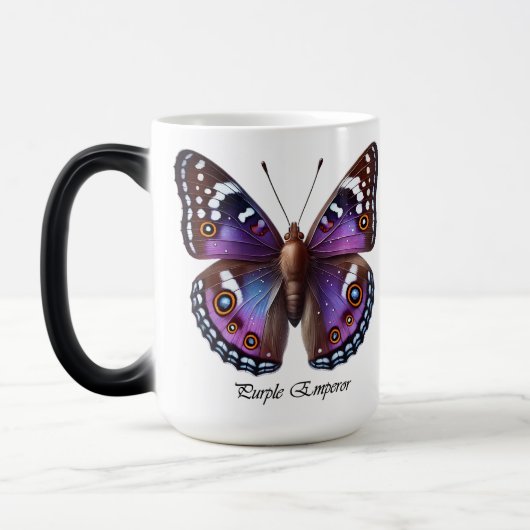 Elegante Paarse Keizer Vlinder Wrap Magische Mok (Links)