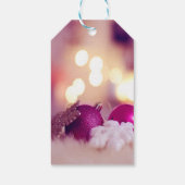 Elegante paarse kerstballen cadeaulabel (Achterkant)
