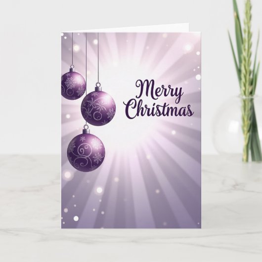 Elegante Paarse Kerstkaart Kaart (Voorkant)