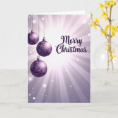 Elegante Paarse Kerstkaart Kaart (Gele Bloem)