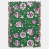 Elegante Paarse kerstklokken gooien deken (Voorkant Verticaal)