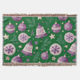 Elegante Paarse kerstklokken gooien deken