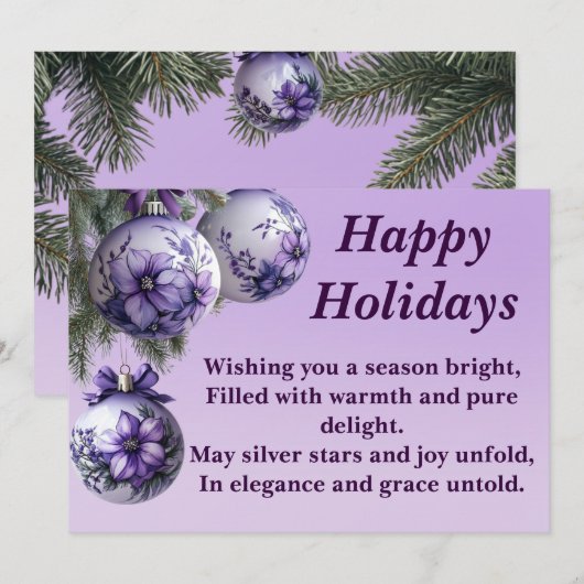 Elegante paarse kerstversiering Kerstgroetkaart Feestdagenkaart (Voorkant / Achterkant)