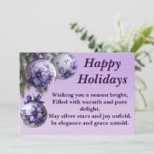 Elegante paarse kerstversiering Kerstgroetkaart Feestdagenkaart (Staand voorkant)