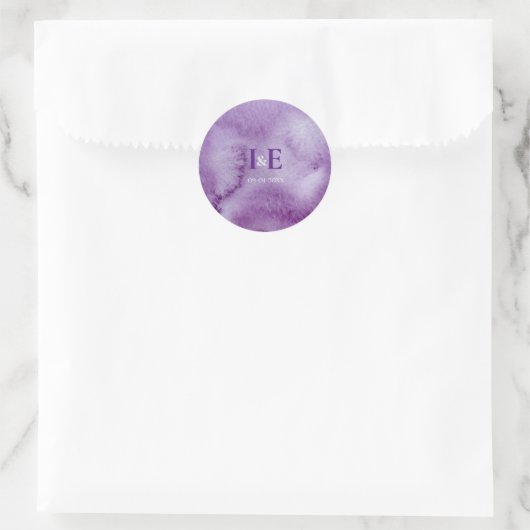 Elegante paarse kleur was Ultra Violet bruiloft Ronde Sticker (Tas)