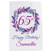 Elegante Paarse krans 65e verjaardag Medium Cadeauzakje (Voorkant)