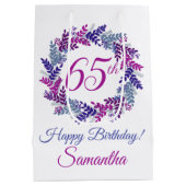 Elegante Paarse krans 65e verjaardag Medium Cadeauzakje (Achterkant)
