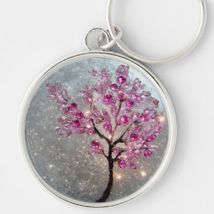 Elegante Paarse Kristallen Boom Met Decoratieve Bl Sleutelhanger