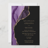 Elegante Paarse Lavendel Agaat bruiloft uitnodigin Kaart (Voorkant)