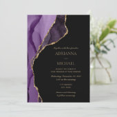 Elegante Paarse Lavendel Agaat bruiloft uitnodigin Kaart (Staand voorkant)