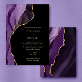 Elegante Paarse Lavendel Agaat bruiloft uitnodigin Kaart
