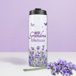 Elegante Paarse Lavendel Beste Oma Met Naam Thermosbeker