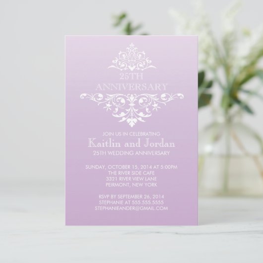 Elegante Paarse Lavendel Bloei Jubileumfeest Kaart (Staand voorkant)