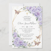 Elegante Paarse Lavendel Bloem Doop Doopfeest Kaart (Voorkant)