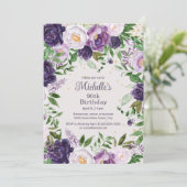 Elegante Paarse Lavendel Bloemen 90ste Verjaardag Kaart (Staand voorkant)