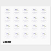 Elegante Paarse Lavendel Bloemen Bruiloft Stickers (Vel)