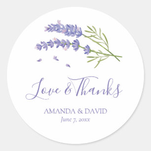Elegante Paarse Lavendel Bloemen Bruiloft Stickers