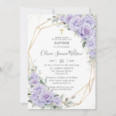 Elegante Paarse Lavendel Bloemen Doop Doopsel Kaart (Voorkant)