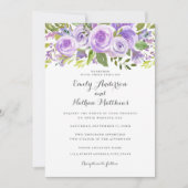 Elegante Paarse Lavendel Bloemen Roos bruiloft Kaart (Voorkant)