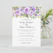Elegante Paarse Lavendel Bloemen Roos bruiloft Kaart (Staand voorkant)