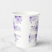 Elegante Paarse Lavendel Bloemen Waterverf Papieren Bekers (Links)