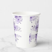 Elegante Paarse Lavendel Bloemen Waterverf Papieren Bekers (Rechts)