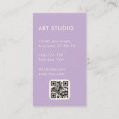 Elegante Paarse Lavendel Bloemenpatroon QR-code Visitekaartje (Achterkant)