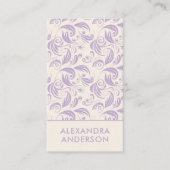 Elegante Paarse Lavendel Bloemenpatroon QR-code Visitekaartje (Voorkant)