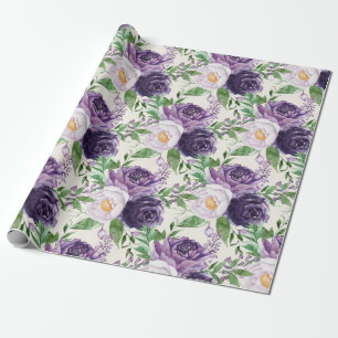 Elegante paarse lavendel bloemgroen botanisch cadeaupapier