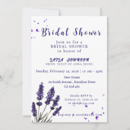 Elegante Paarse Lavendel Bloemige Bruiloftsontvang Kaart