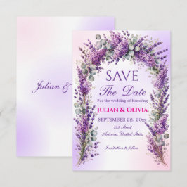 Elegante Paarse Lavendel Boog Bewaar de Datum Kaar RSVP Kaartje