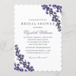 Elegante Paarse Lavendel Bruids Douche Uitnodiging