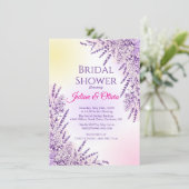 Elegante paarse lavendel bruidsdouche kaart (Staand voorkant)
