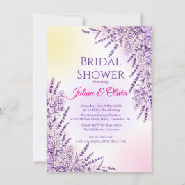 Elegante paarse lavendel bruidsdouche kaart
