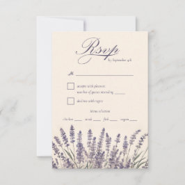 Elegante Paarse Lavendel Bruiloft Maaltijd Keuze RSVP Kaartje