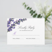 Elegante Paarse Lavendel Bruiloft RSVP (Staand voorkant)