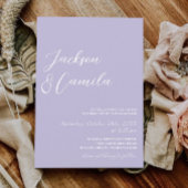 Elegante Paarse Lavendel foto bruiloft Kaart