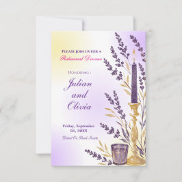 Elegante Paarse Lavendel Kaars Oefenavond Dinner RSVP Kaartje