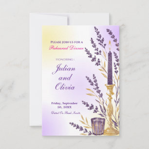 Elegante Paarse Lavendel Kaars Oefenavond Dinner RSVP Kaartje