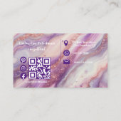 Elegante Paarse Lavendel Marmeren Agaat Glitter Ad Visitekaartje (Achterkant)