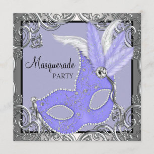 Elegante Paarse lavendel maskerade partij Kaart
