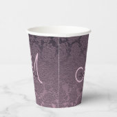 Elegante Paarse Lavendel Mauve Bruiloft Monogram Papieren Bekers (Rechts)