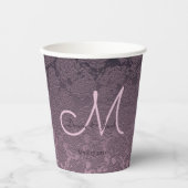 Elegante Paarse Lavendel Mauve Bruiloft Monogram Papieren Bekers (Voorkant)