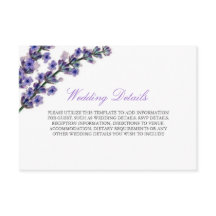 Elegante Paarse Lavendel Ontvangst Detailkaart