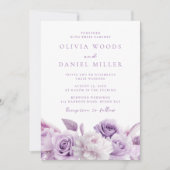 Elegante Paarse Lavendel Rozen bruiloft Kaart (Voorkant)